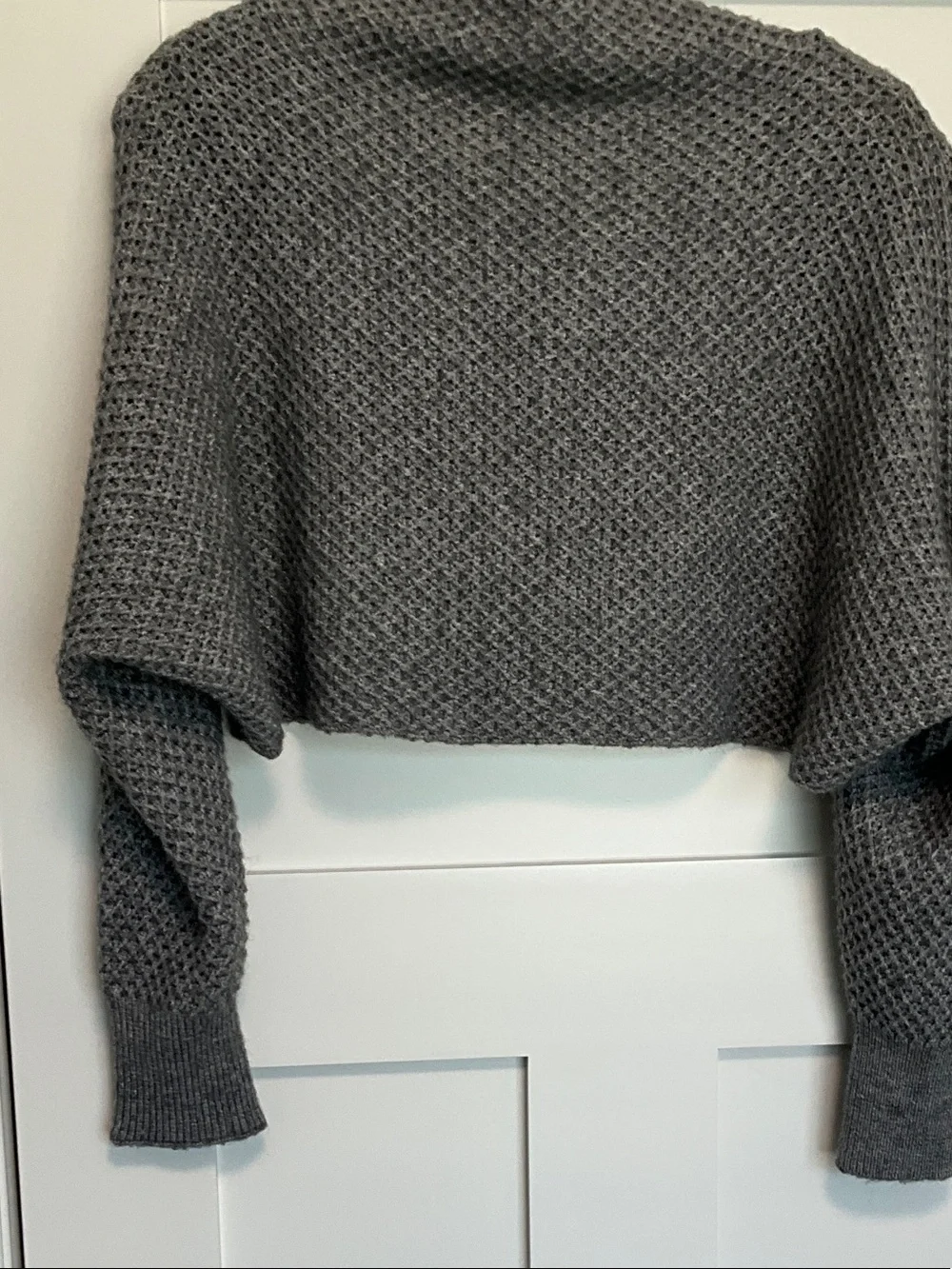 Anthropologie Charcoal Gray Cropped Knit Shrug